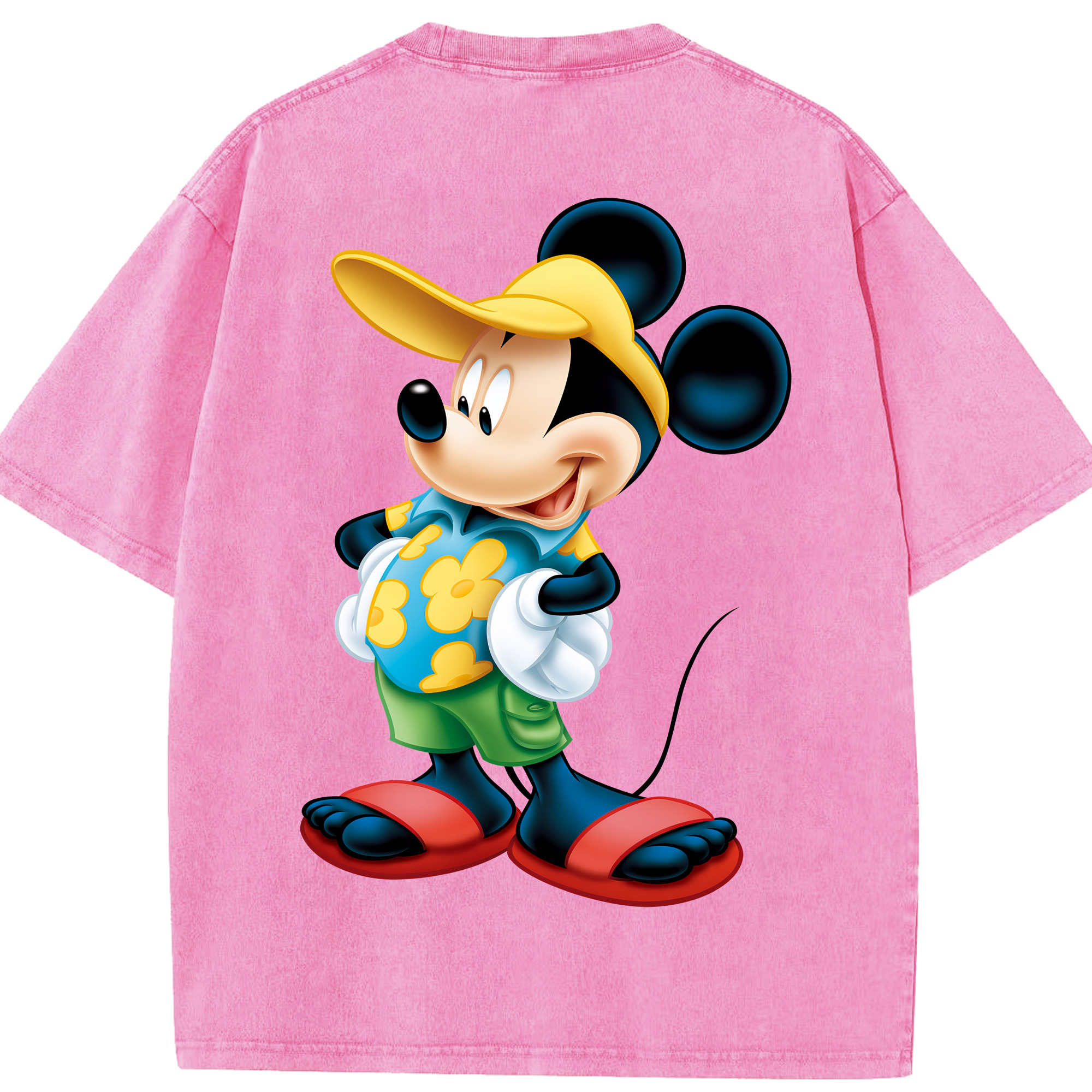 （画像用） ミッキーマウス Mickey Mouse 綿100% ヴィンテージ風 半袖Tシャツ（背面プリント）